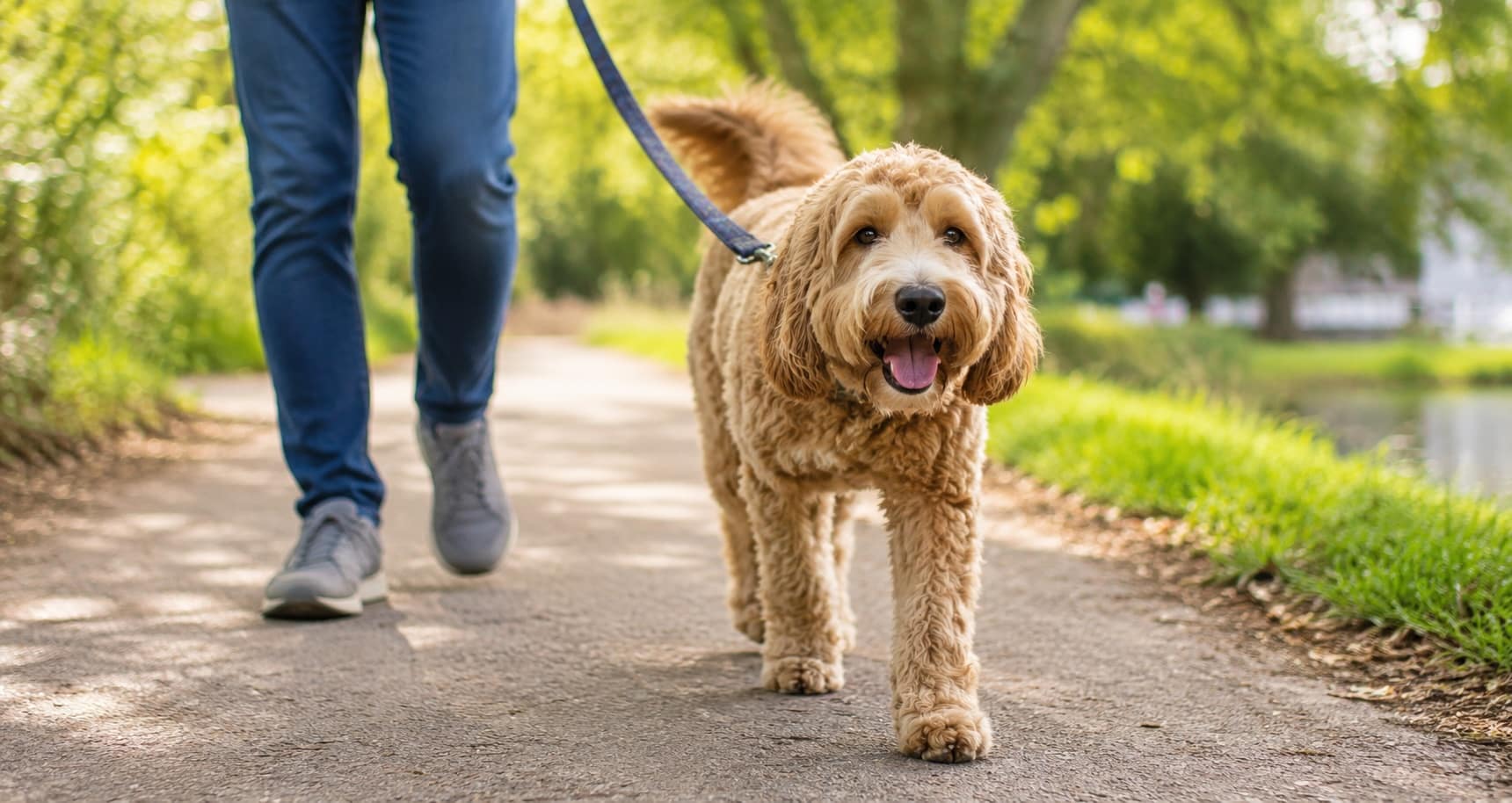 person walking dog.