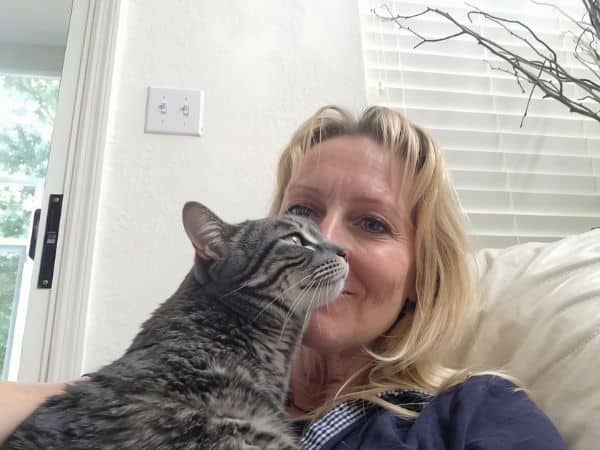 Laura the Pet Nanny with a cat.